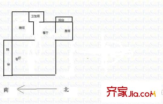宝宸怡景园户型图户型图 1室2厅1卫1厨