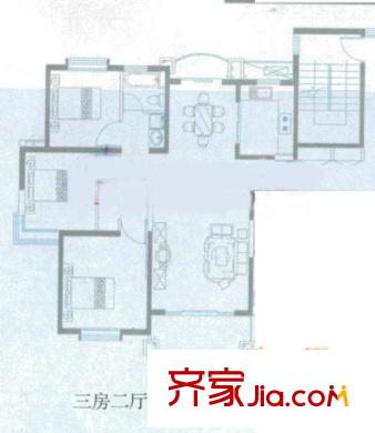 宝宸怡景园户型图16号户型 3室2厅2卫