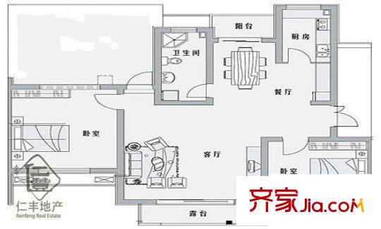珠江香樟南园三期 2室 户型图