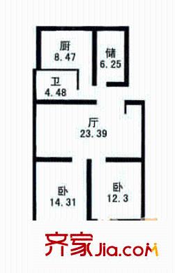 國地公寓戶型圖戶型圖 2室1廳1衛(wèi)1廚