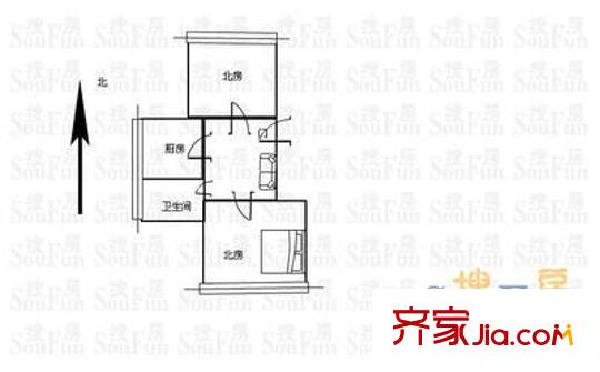 梅北小区户型图2112 2室1厅1卫1厨