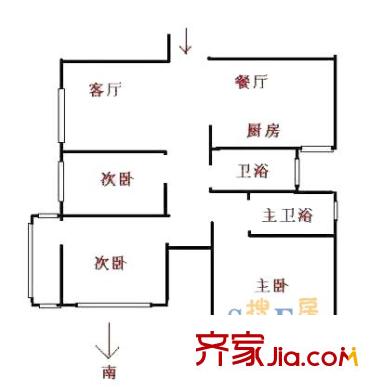 上海 日高公寓3室 户型图