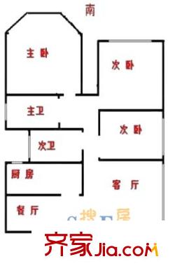 上海 日高公寓3室 户型图