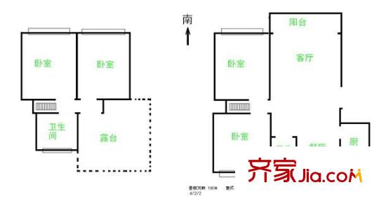 嘉城香槟河畔户型图户型图 4室2厅2卫1厨