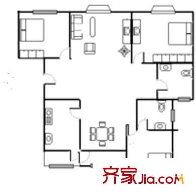 白玉新村 3室 户型图