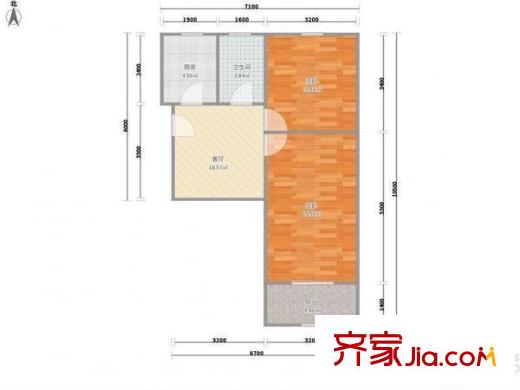 艾東小區(qū) 2室 戶(hù)型圖