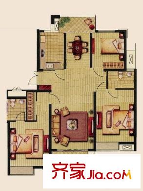 保利御樽苑 3室 戶型圖