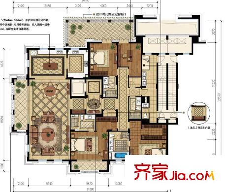 綠城玉蘭花園戶型圖B戶型 4室2廳5衛(wèi)
