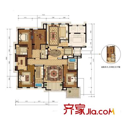 綠城玉蘭花園戶型圖C2戶型戶型圖 4室2廳4衛(wèi)1廚