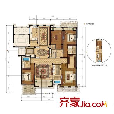 綠城玉蘭花園戶型圖C1戶型戶型圖 4室2廳4衛(wèi)1廚