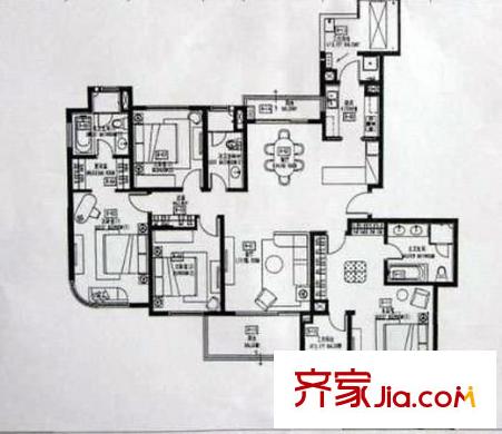 海上新月户型图户型图 4室3厅3卫1厨