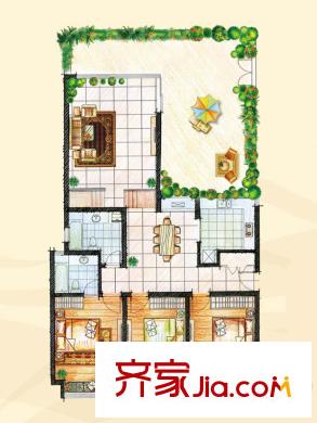 臨港海濱國際花園E-e2-2-C戶型 3室2廳2衛(wèi)1廚