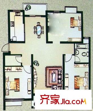 海湾新苑户型图户型图 3室2厅1卫1厨