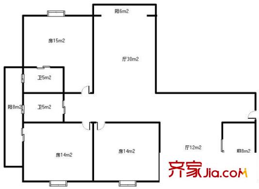 上海大花园 3室 户型图