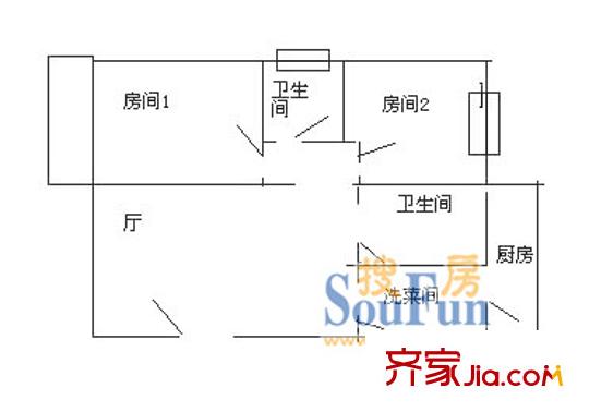 上海 大橋花苑2室 戶型圖