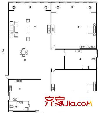 书香公寓 2室 户型图