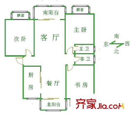 上南春天苑戶型圖戶型圖 3室2廳2衛(wèi)1廚