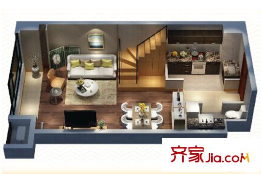悅天地一樓裝修示意圖 2室2廳2衛(wèi)1廚