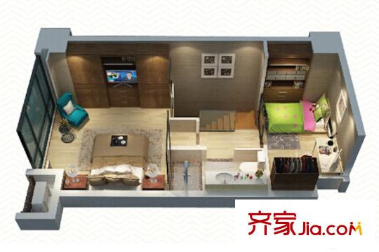 悅天地二樓裝修示意圖 2室2廳2衛(wèi)1廚