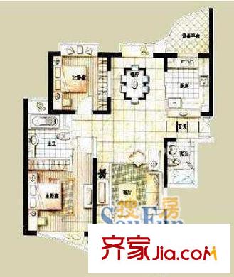 上海 建峰大厦2室 户型图