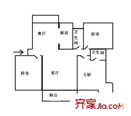 愛嘉苑 3室 戶型圖