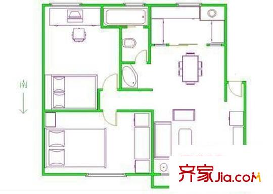 愛嘉苑 2室 戶型圖