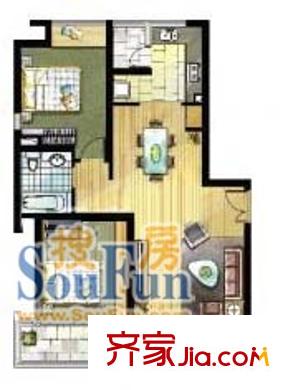 上海 滬航公寓(翡翠苑)2室 戶型圖
