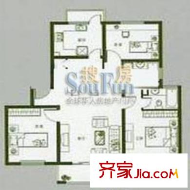 滬航公寓戶型圖B型戶型 3室2廳2衛(wèi)1廚