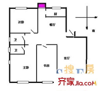 金橋花苑戶型圖 戶型圖 3室2廳2衛(wèi)1廚