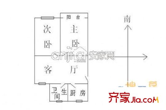 金橋花苑戶型圖戶型圖 2室1廳1衛(wèi)1廚