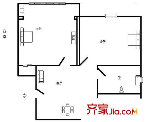 羅山八村戶型圖戶型圖 2室1廳1衛(wèi)1廚