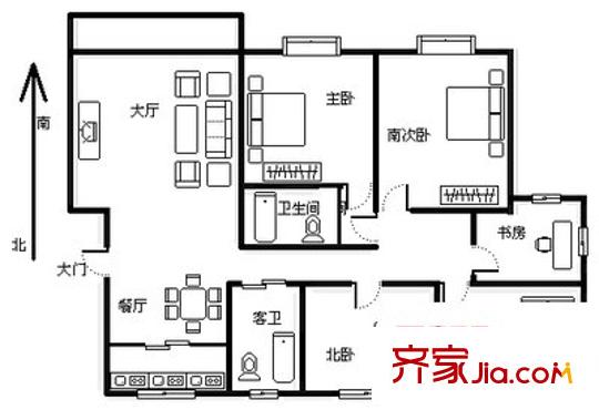 金橋花苑戶型圖戶型圖 4室2廳2衛(wèi)1廚