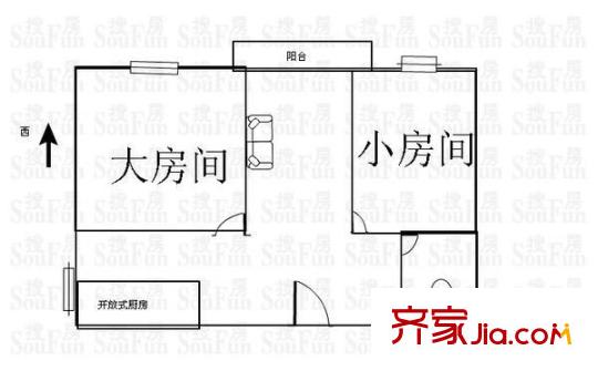 圣天地酒店式公寓 2室 户型图