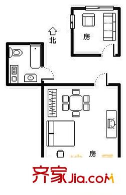 花园坊 2室 户型图