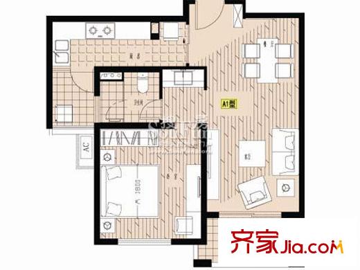 和憬家園戶型圖戶型圖 1室2廳1衛(wèi)1廚
