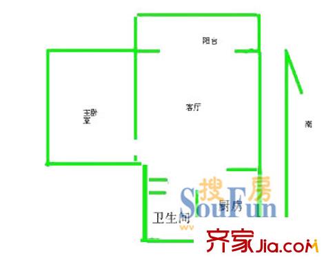 上海 銀豐苑1室 戶型圖