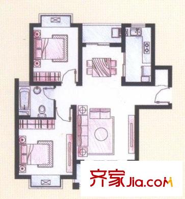 新电小区 2室 户型图