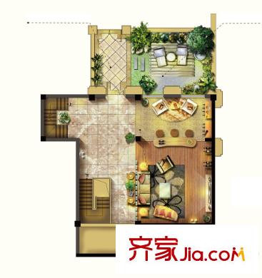 象嶼鼎城別墅戶(hù)型圖下疊DN戶(hù)型-地下一層 4室2廳3衛(wèi)1廚