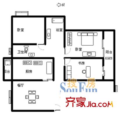 中天碧云苑戶(hù)型圖上海 中天碧云 戶(hù)型圖 3室2廳2衛(wèi)1廚