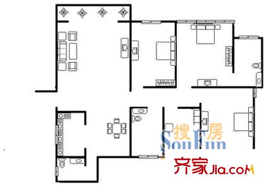 中天碧云苑戶型圖上海 中天碧云 戶型圖 4室2廳2衛(wèi)1廚