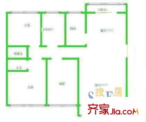 明光苑戶型圖戶型圖 3室2廳2衛(wèi)1廚