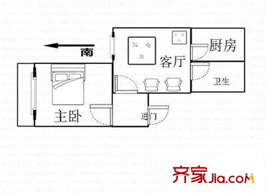 明光苑戶型圖戶型圖 1室1廳1衛(wèi)1廚