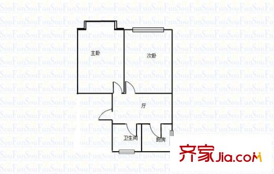 场中路2601弄小区 2室 户型图