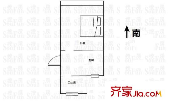 博三小區(qū) 1室 戶型圖