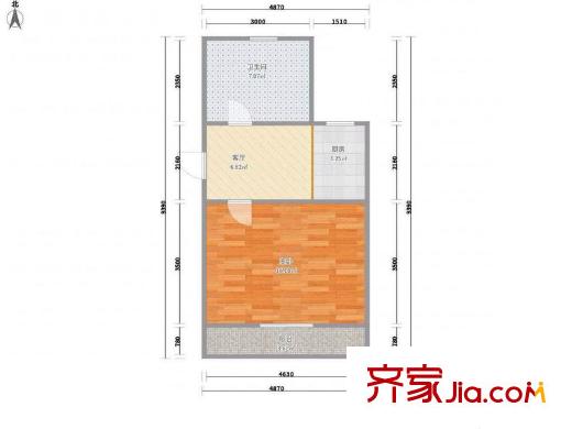 博三小區(qū) 1室 戶型圖