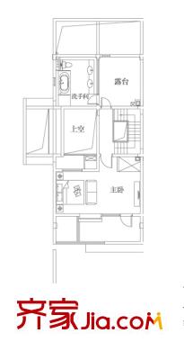 上海萬科第五園戶型圖(B-sd戶型) 地上三層 1室1衛(wèi)