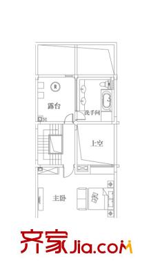 上海萬科第五園戶型圖(B-s戶型) 地上三層 1室1衛(wèi)