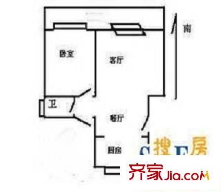 金橋新城四期金舍苑戶型圖戶型圖 1室1廳1衛(wèi)1廚