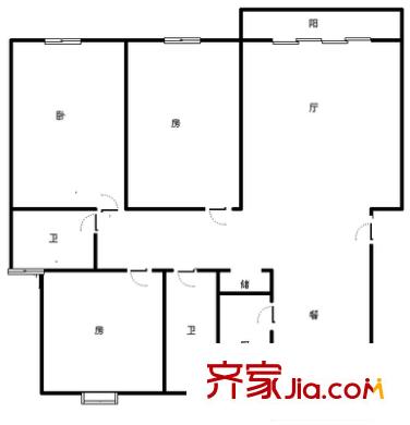 金橋新城四期金舍苑戶型圖戶型圖 3室2廳2衛(wèi)1廚