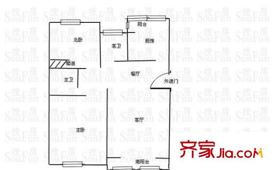 龍澤家園 3室 戶型圖